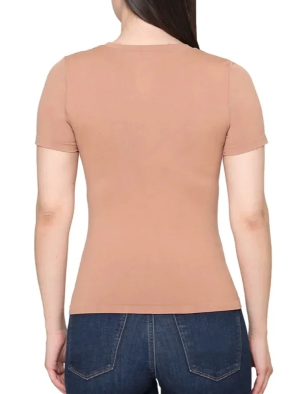 Tahari Smooth Tees 2 Pack Beige Tan Brown  Stretch Short Sleeve Womens Size XS - Picture 12 of 12